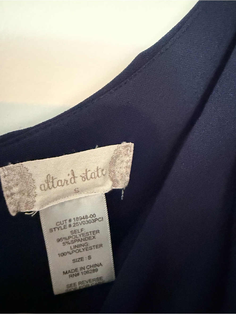 Altar'd State Women's navy blue ruffle v neck fit and flare mini dress